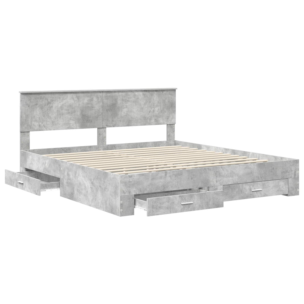 vidaXL Ramka łóżka Betonowy szary 180 x 200 cm Materiał drewnopochodny