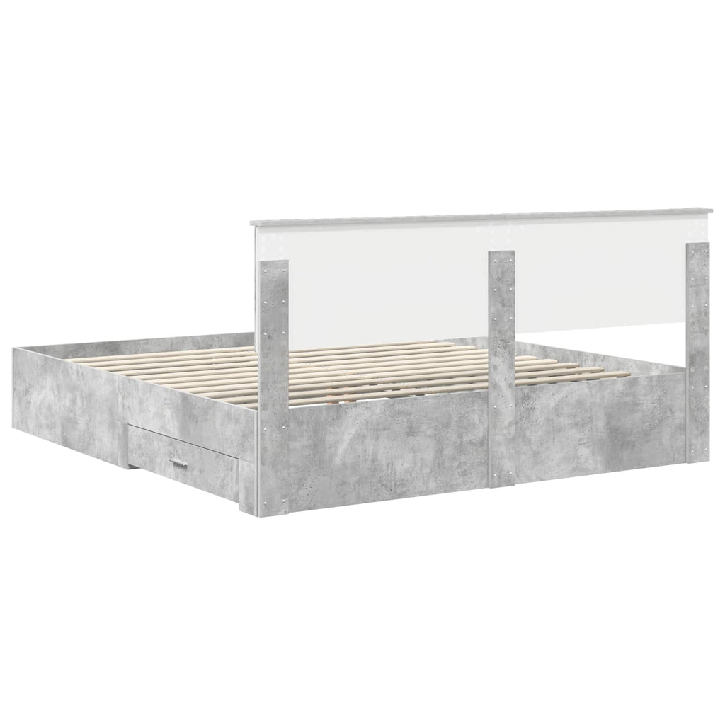 vidaXL Ramka łóżka Betonowy szary 180 x 200 cm Materiał drewnopochodny