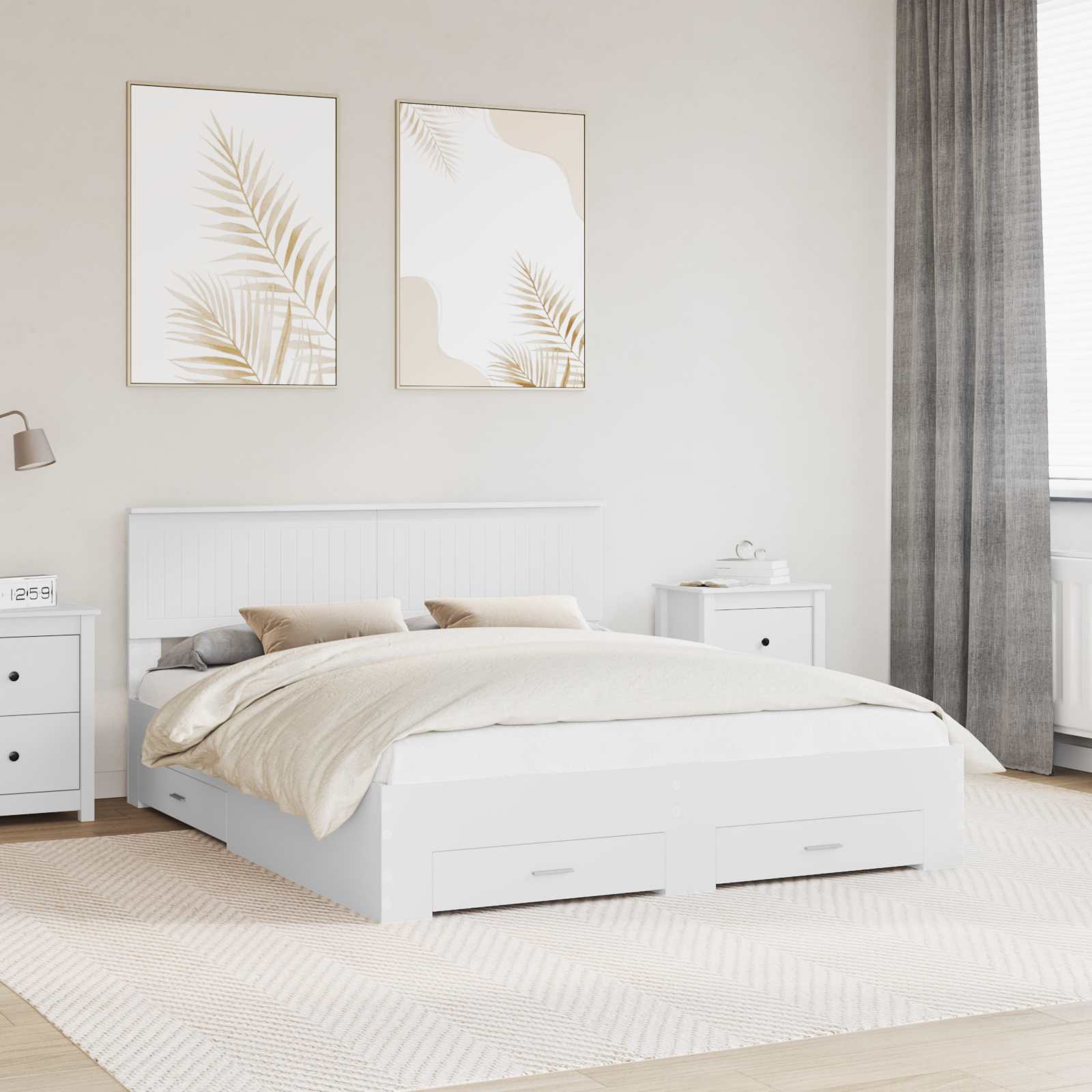 vidaXL Ramka łóżka Biały 160 x 200 cm Materiał drewnopochodny