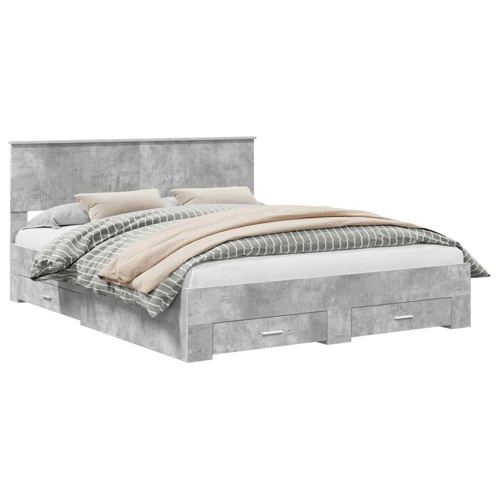 vidaXL Ramka łóżka Betonowy szary 160 x 200 cm Materiał drewnopochodny