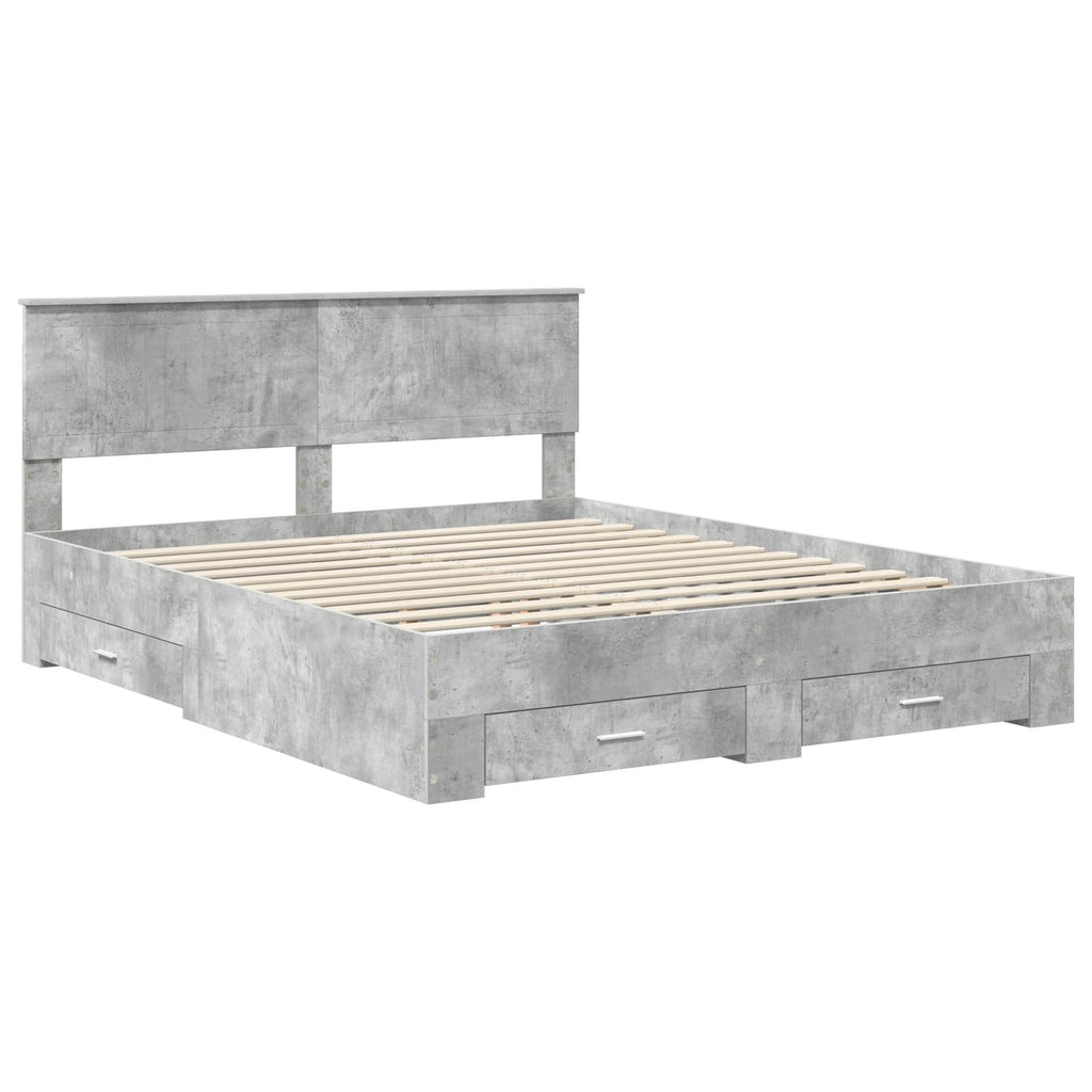 vidaXL Ramka łóżka Betonowy szary 160 x 200 cm Materiał drewnopochodny