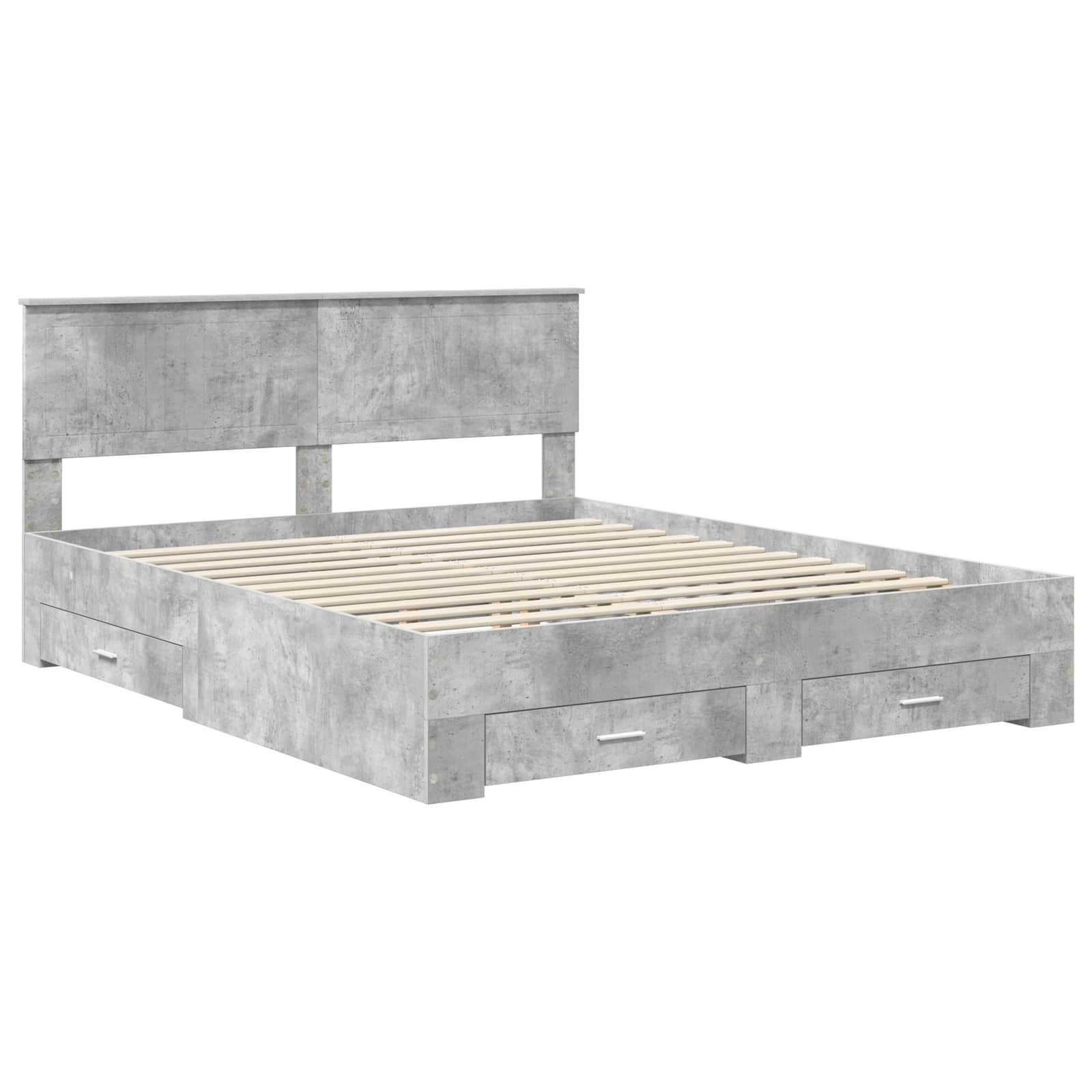 vidaXL Ramka łóżka Betonowy szary 160 x 200 cm Materiał drewnopochodny