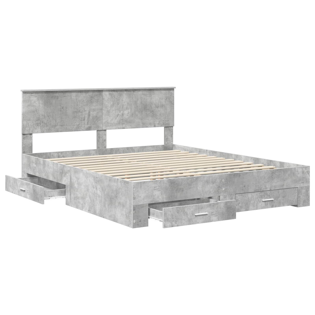 vidaXL Ramka łóżka Betonowy szary 160 x 200 cm Materiał drewnopochodny