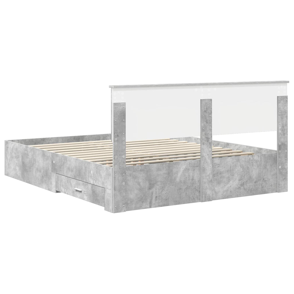 vidaXL Ramka łóżka Betonowy szary 160 x 200 cm Materiał drewnopochodny