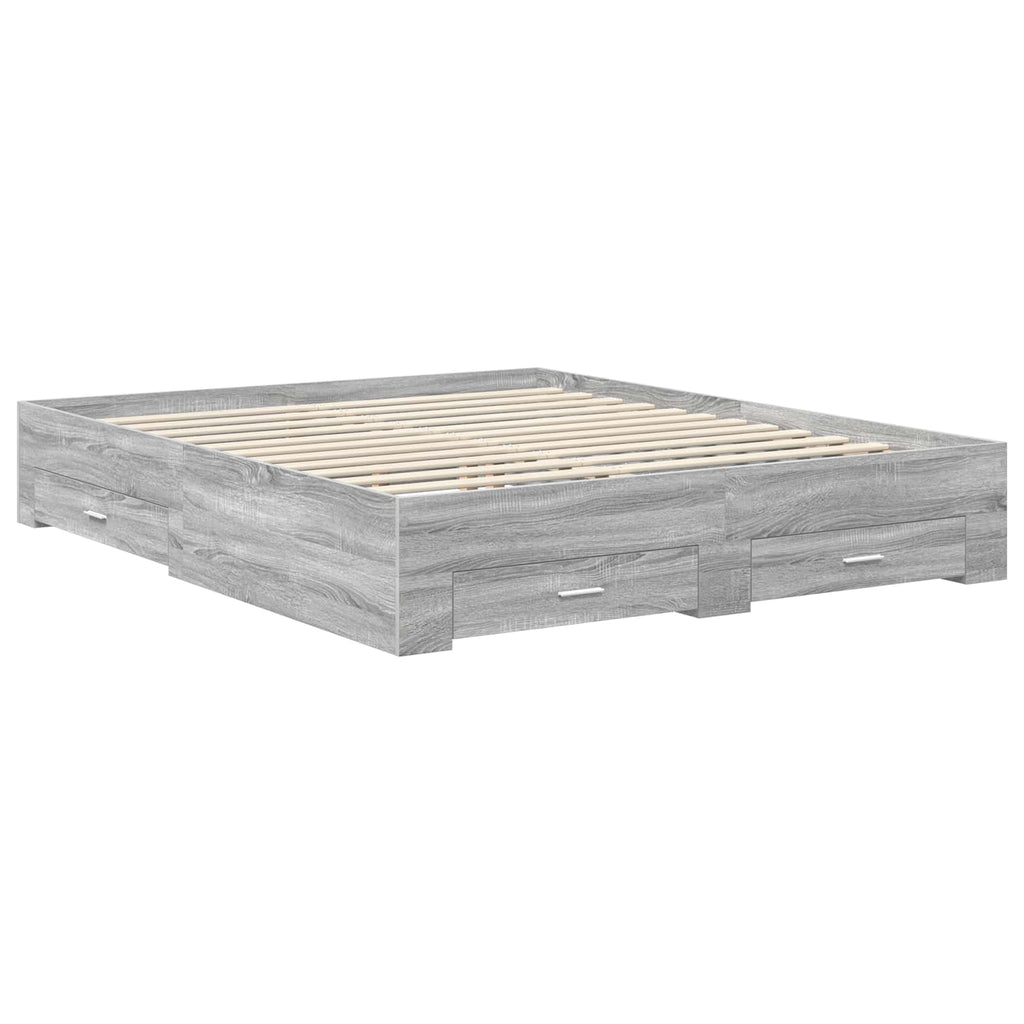 vidaXL Ramka łóżka Szary Sonoma 160 x 200 cm Materiał drewnopochodny