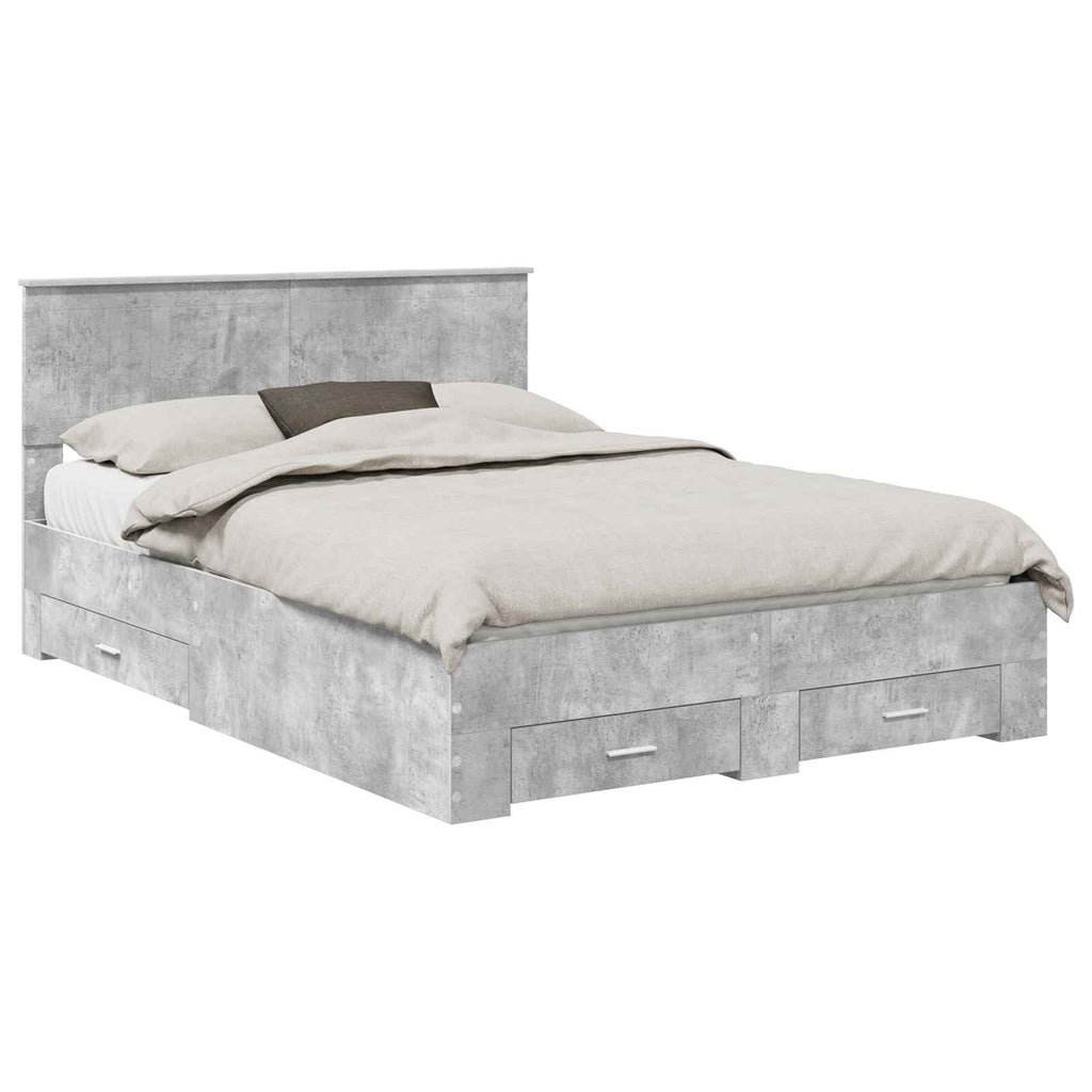 vidaXL Ramka łóżka Betonowy szary 140 x 200 cm Materiał drewnopochodny