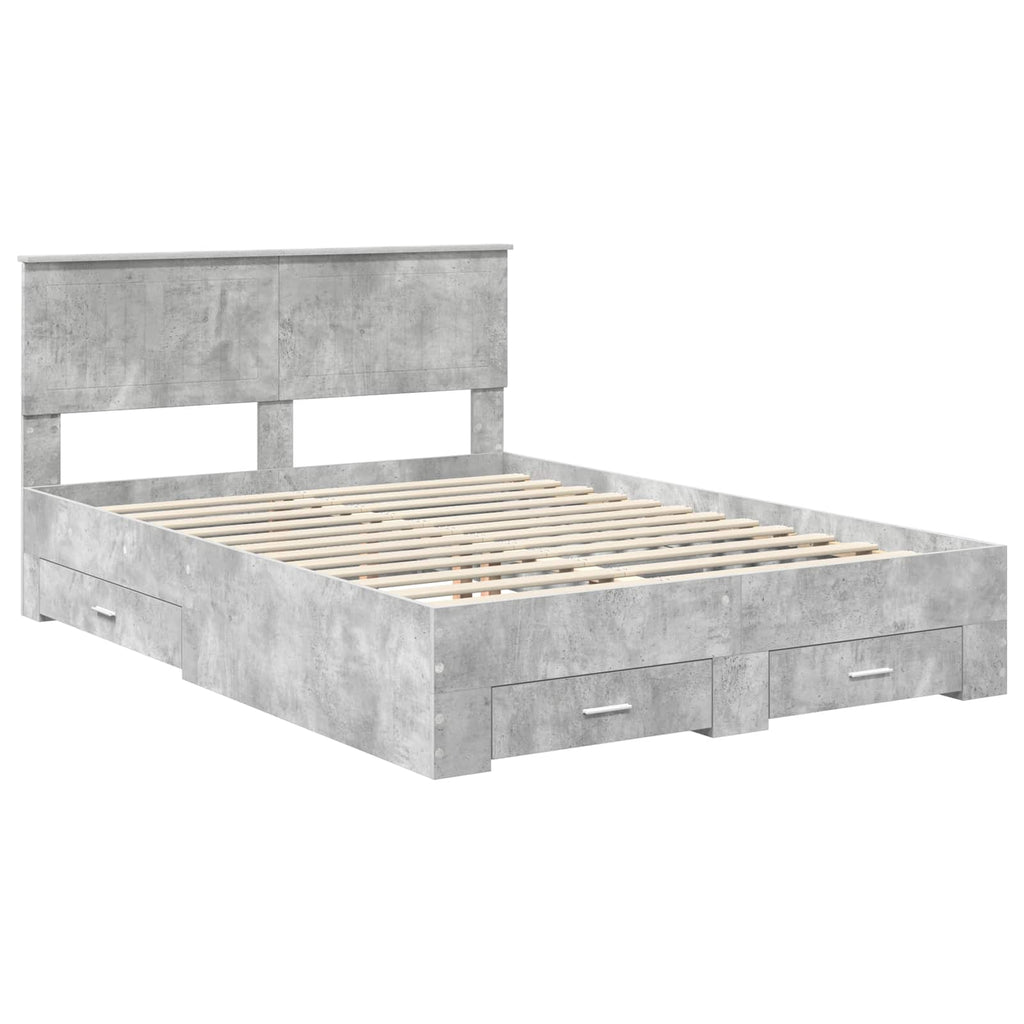vidaXL Ramka łóżka Betonowy szary 140 x 200 cm Materiał drewnopochodny
