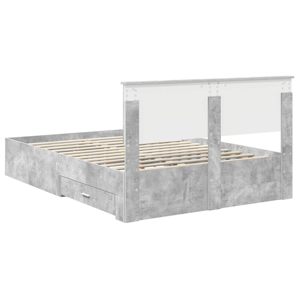 vidaXL Ramka łóżka Betonowy szary 140 x 200 cm Materiał drewnopochodny
