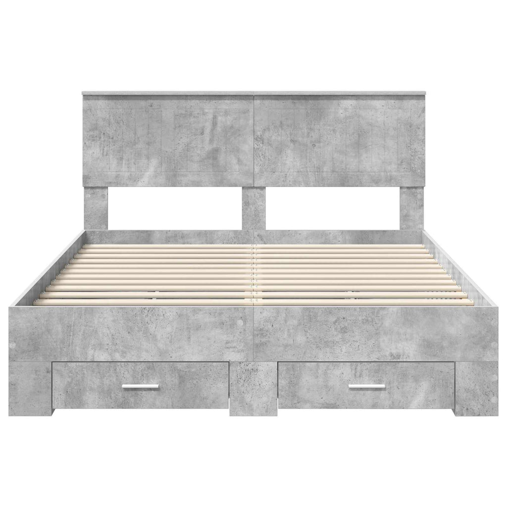 vidaXL Ramka łóżka Betonowy szary 140 x 200 cm Materiał drewnopochodny