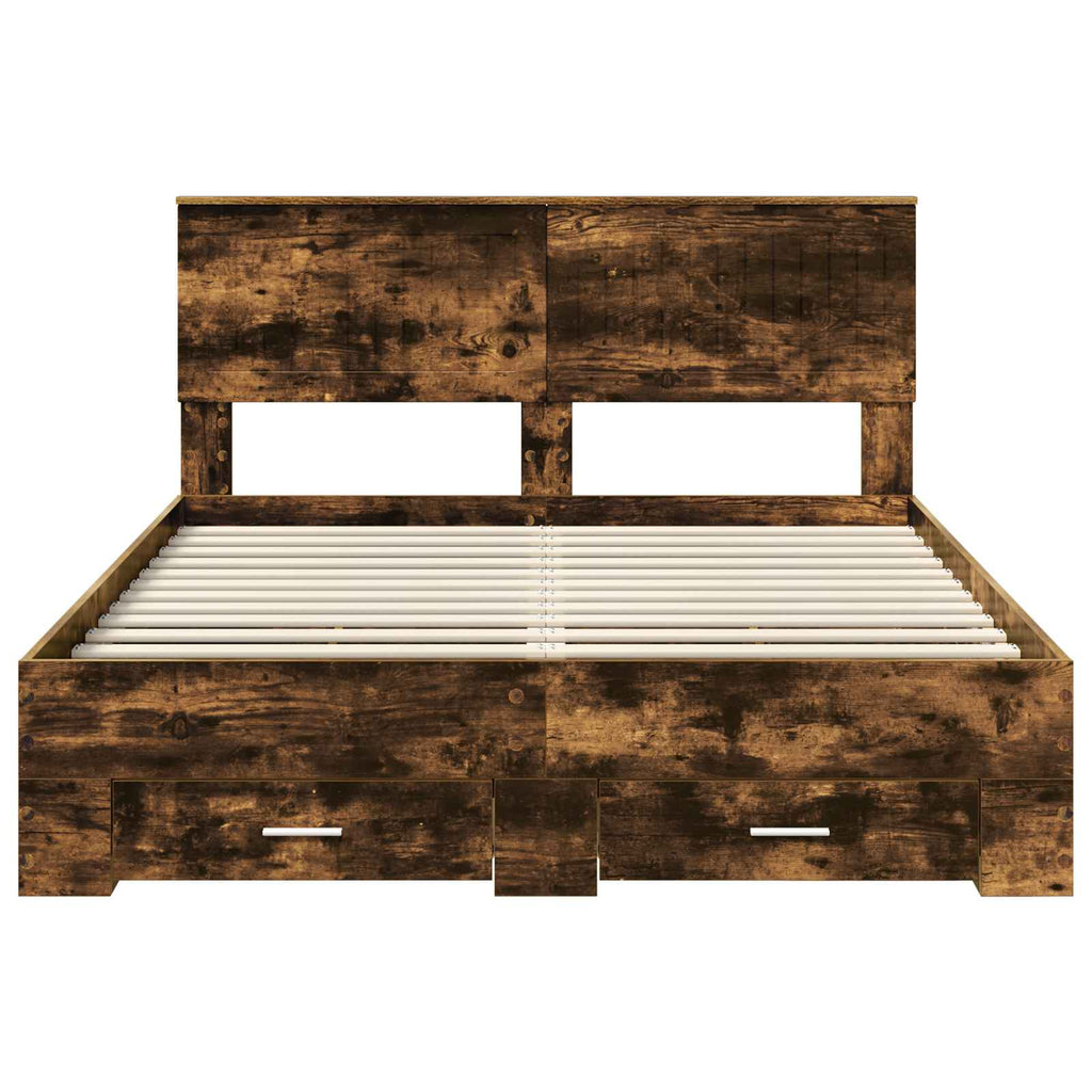vidaXL Ramka łóżka Dąb wędzony 140 x 200 cm Materiał drewnopochodny
