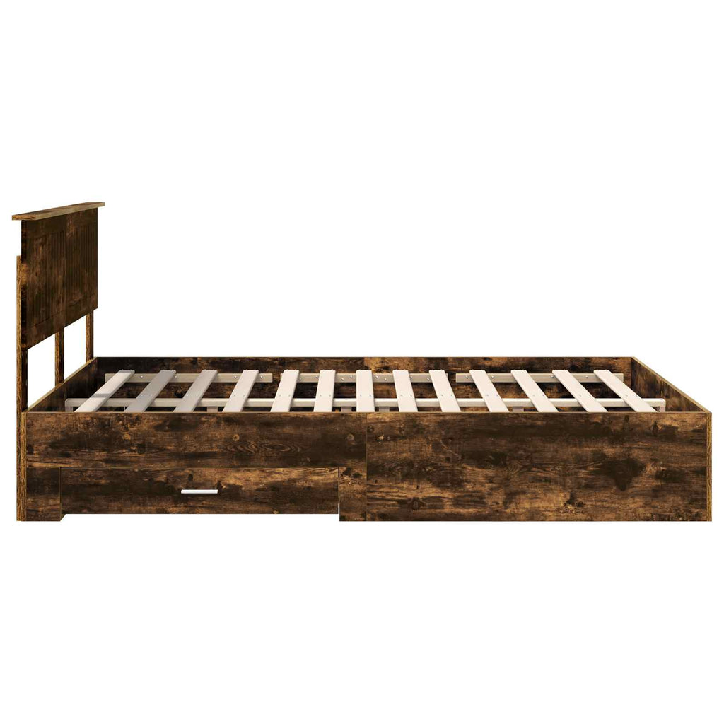 vidaXL Ramka łóżka Dąb wędzony 140 x 200 cm Materiał drewnopochodny