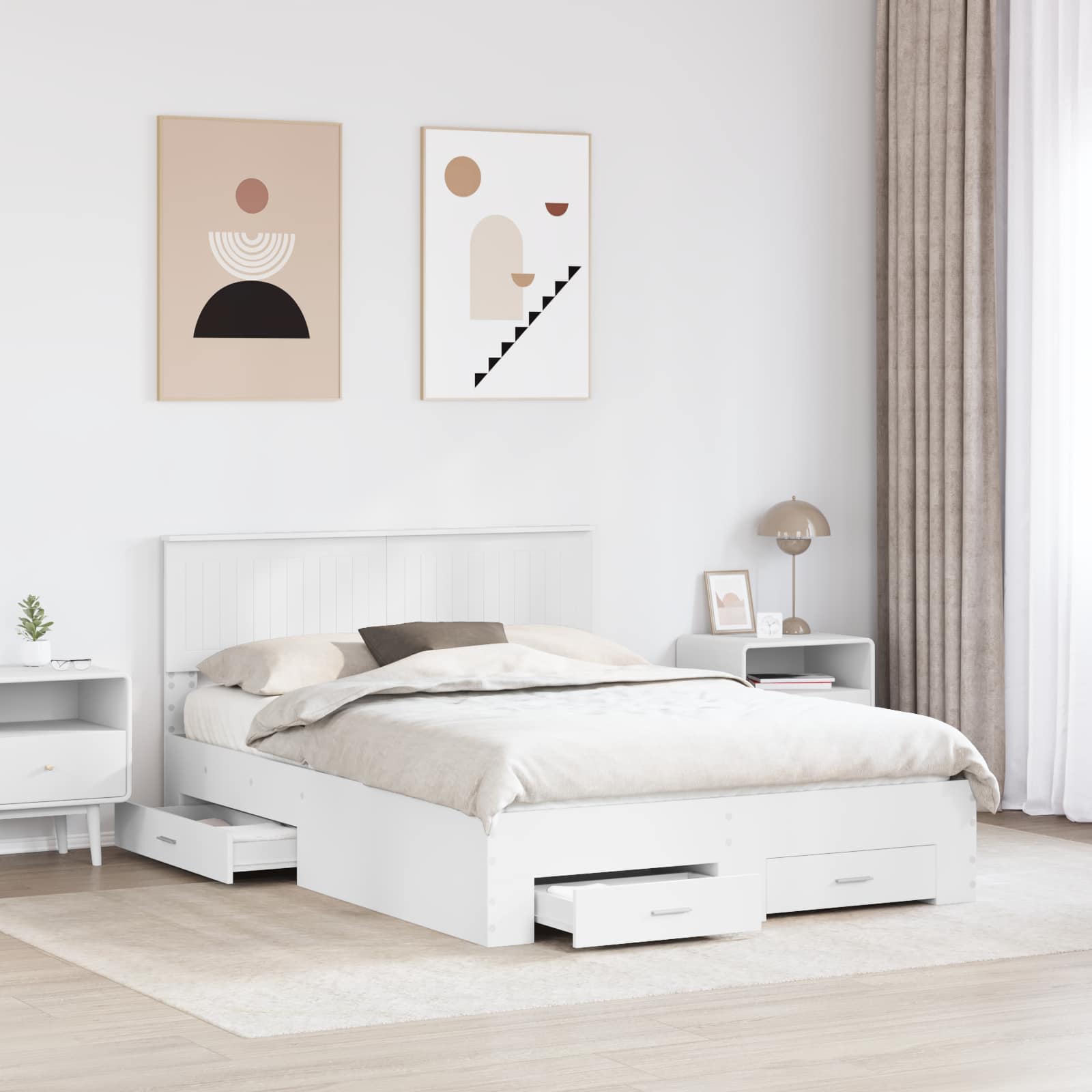 vidaXL Ramka łóżka Biały 140 x 190 cm Materiał drewnopochodny