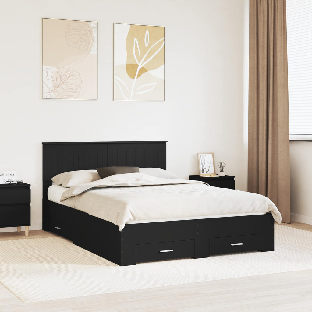 vidaXL Ramka łóżka Czarny 140 x 190 cm Materiał drewnopochodny