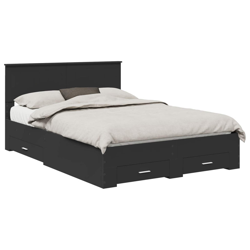 vidaXL Ramka łóżka Czarny 140 x 190 cm Materiał drewnopochodny