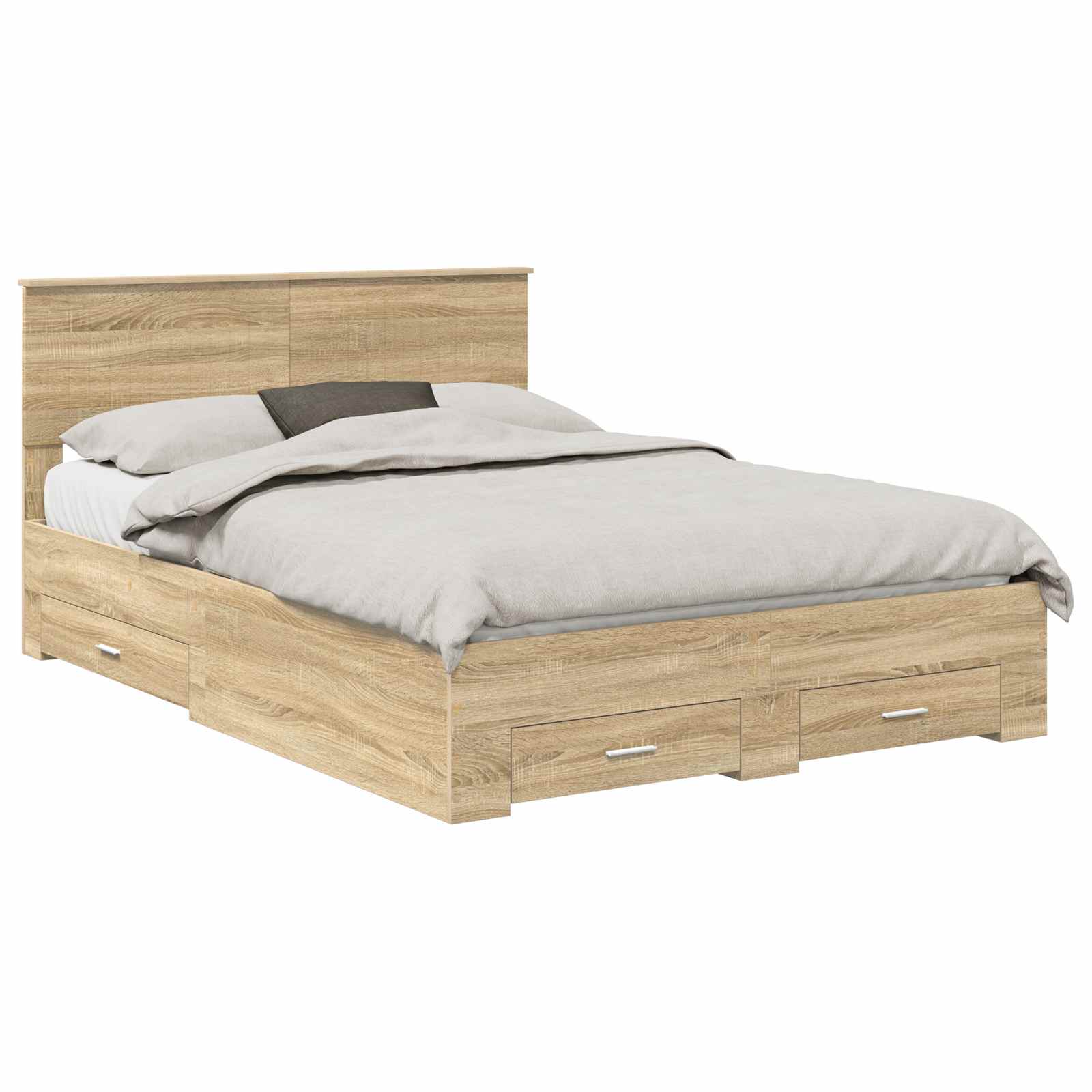 vidaXL Ramka łóżka Dąb Sonoma 140 x 190 cm Materiał drewnopochodny
