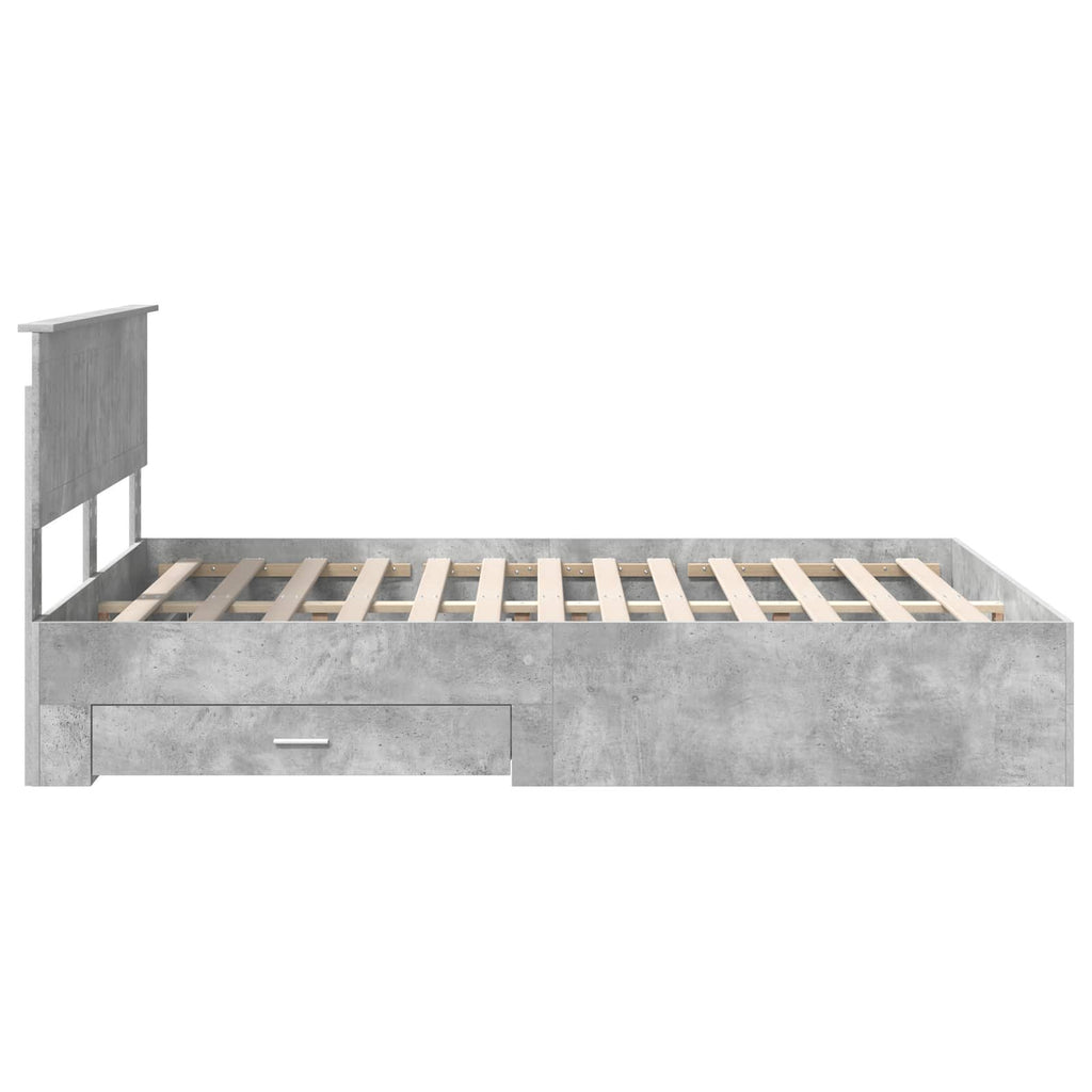 vidaXL Ramka łóżka Betonowy szary 140 x 190 cm Materiał drewnopochodny