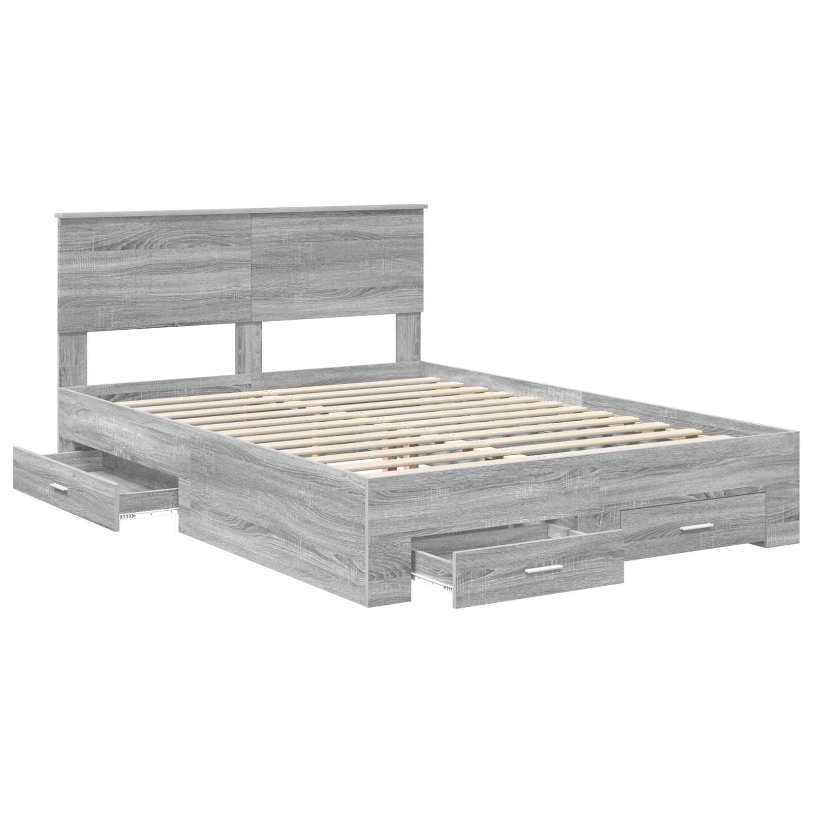vidaXL Ramka łóżka Szary Sonoma 140 x 190 cm Materiał drewnopochodny