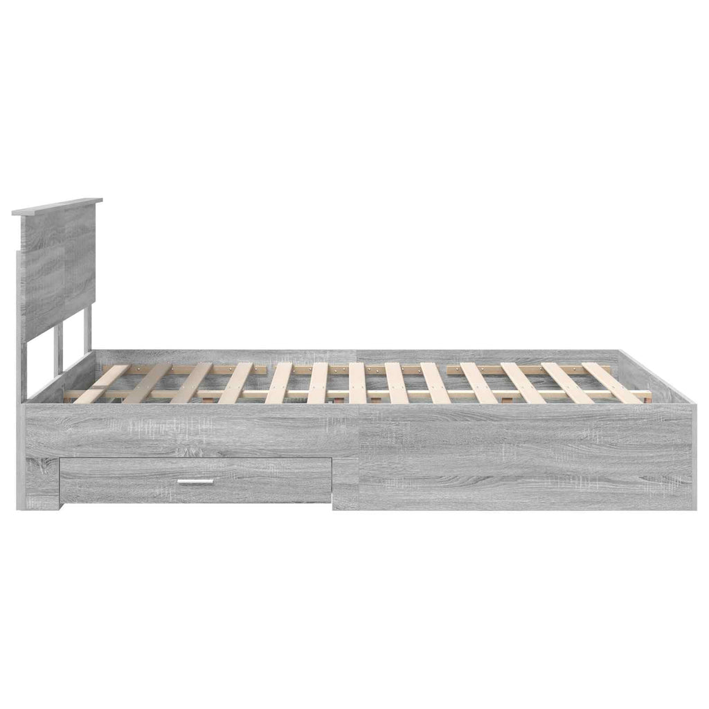 vidaXL Ramka łóżka Szary Sonoma 140 x 190 cm Materiał drewnopochodny