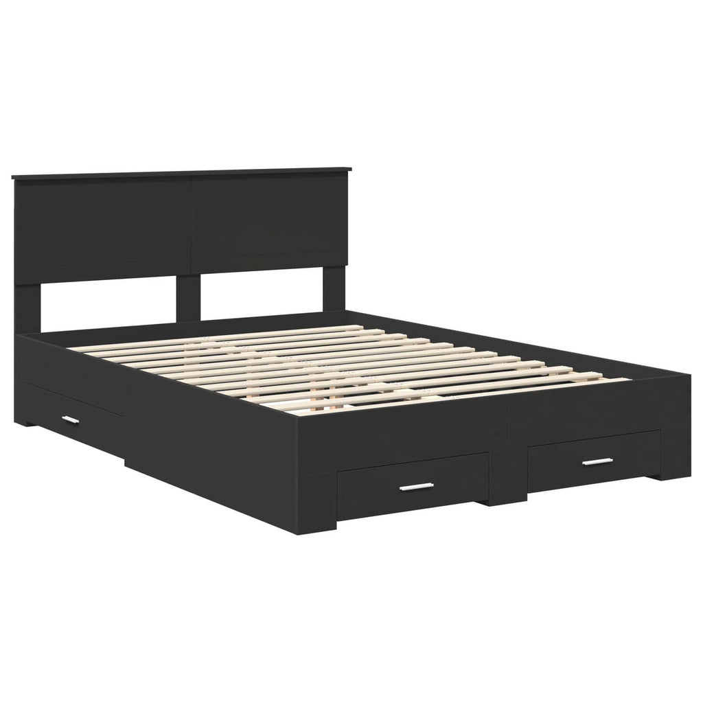vidaXL Ramka łóżka Czarny 135 x 190 cm Materiał drewnopochodny