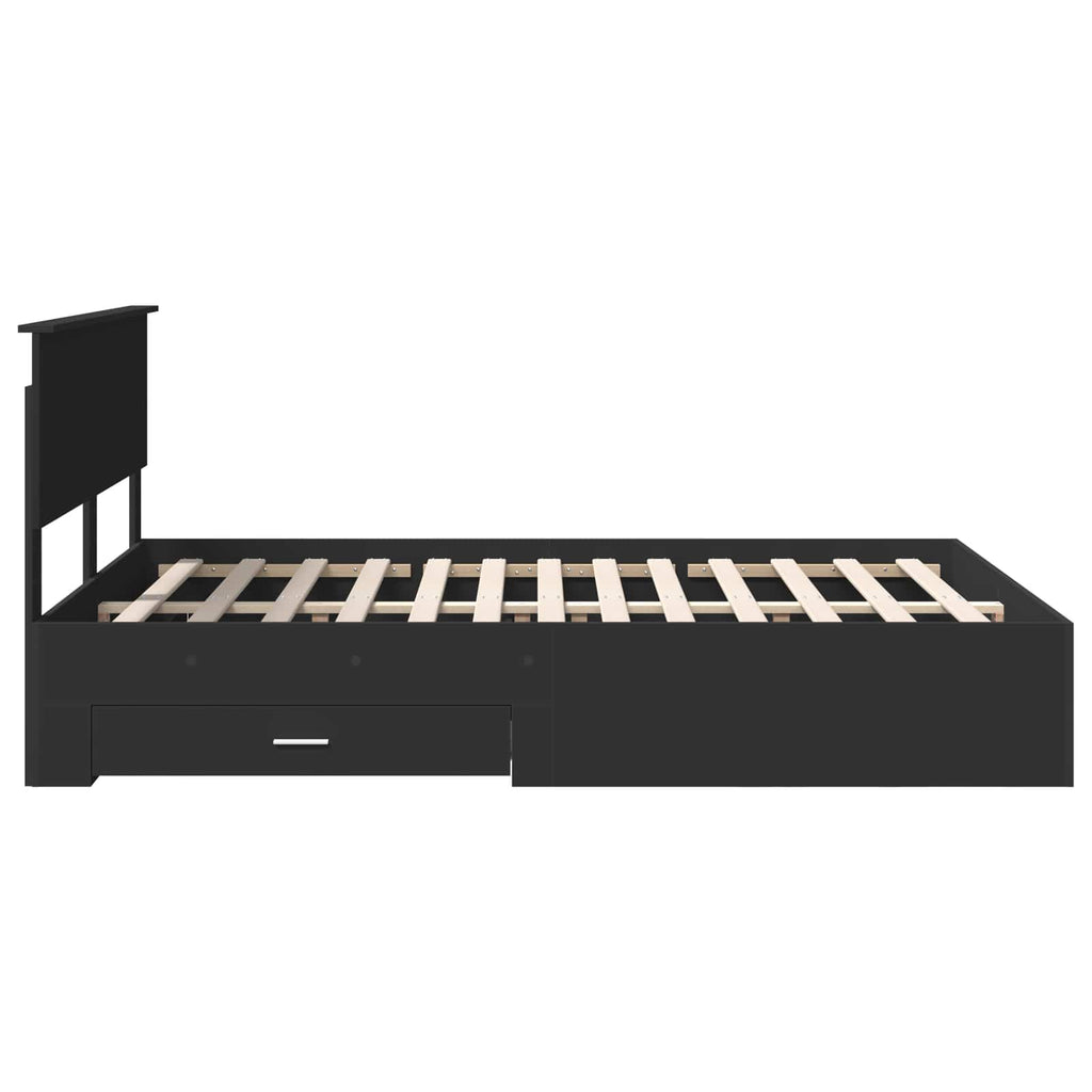 vidaXL Ramka łóżka Czarny 135 x 190 cm Materiał drewnopochodny