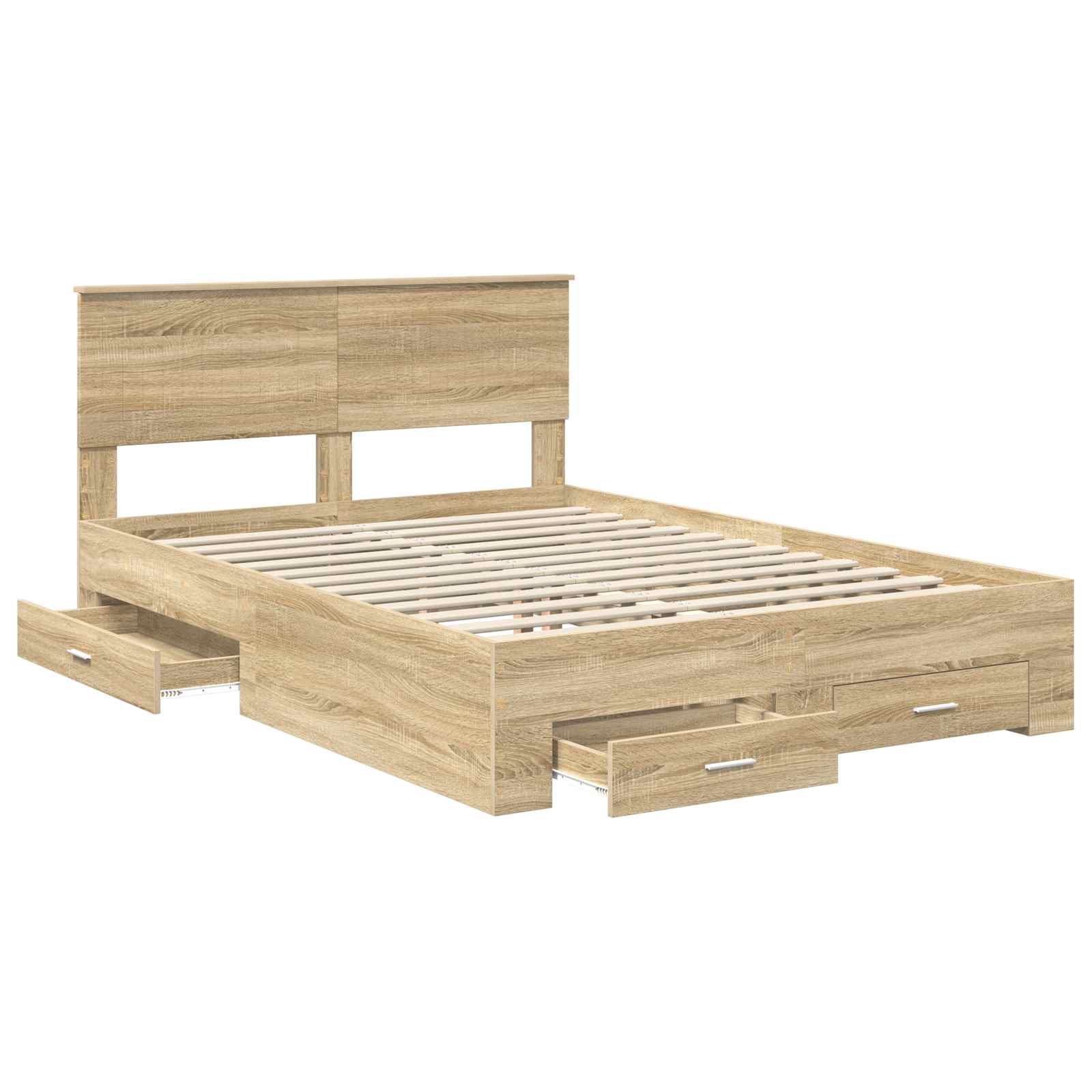 vidaXL Ramka łóżka Dąb Sonoma 135 x 190 cm Materiał drewnopochodny