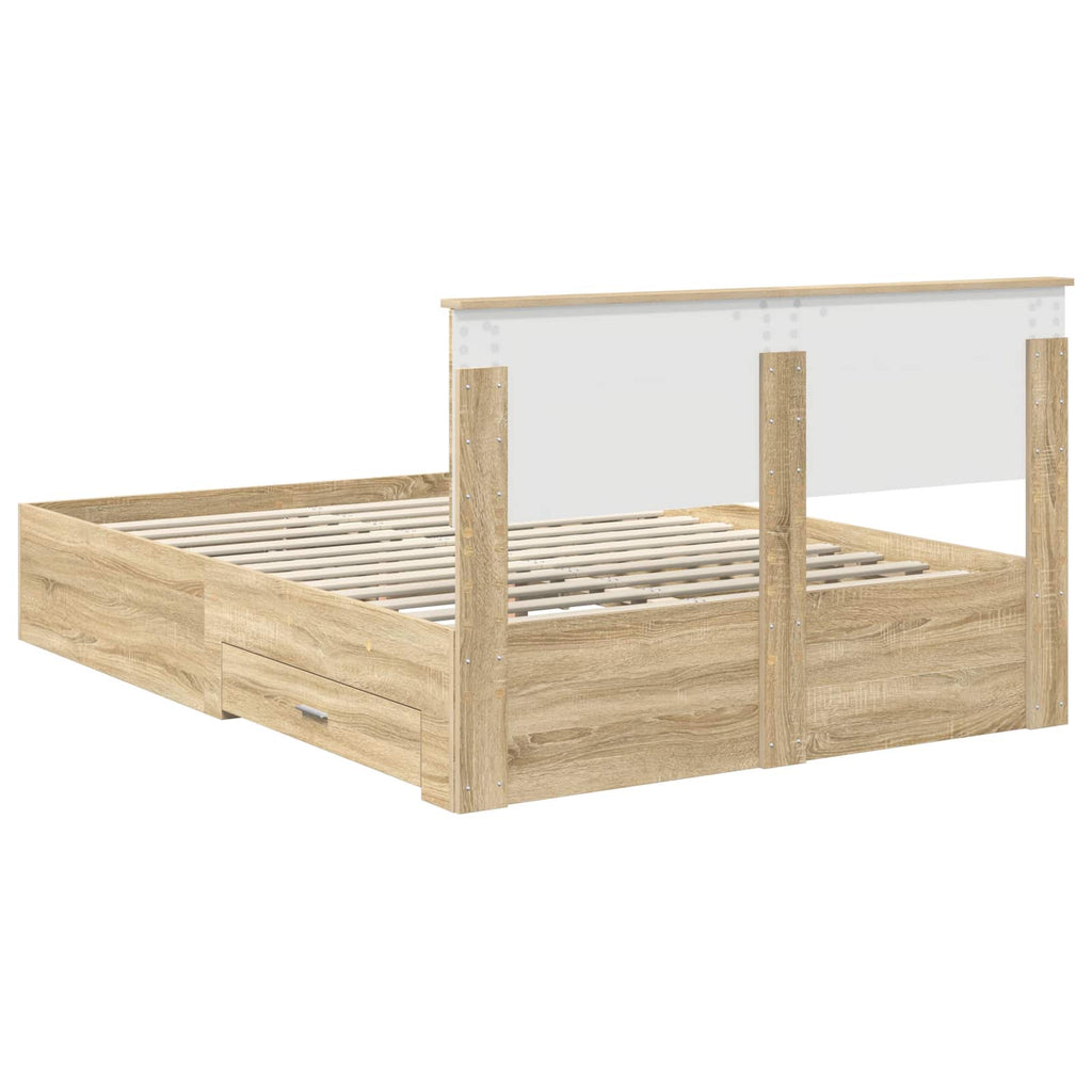 vidaXL Ramka łóżka Dąb Sonoma 135 x 190 cm Materiał drewnopochodny