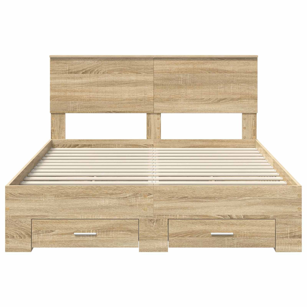 vidaXL Ramka łóżka Dąb Sonoma 135 x 190 cm Materiał drewnopochodny