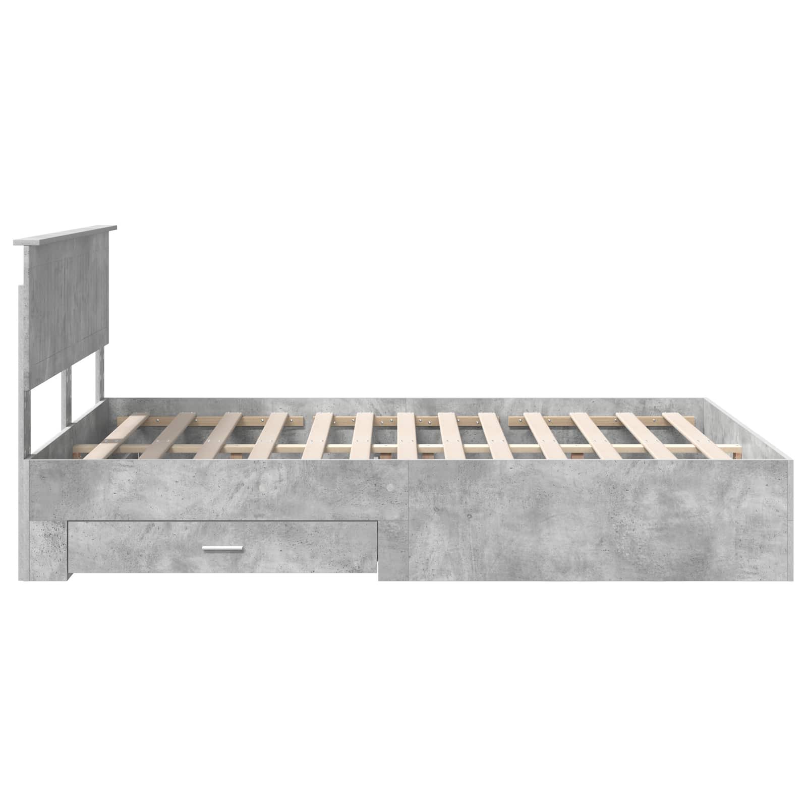 vidaXL Ramka łóżka Betonowy szary 135 x 190 cm Materiał drewnopochodny