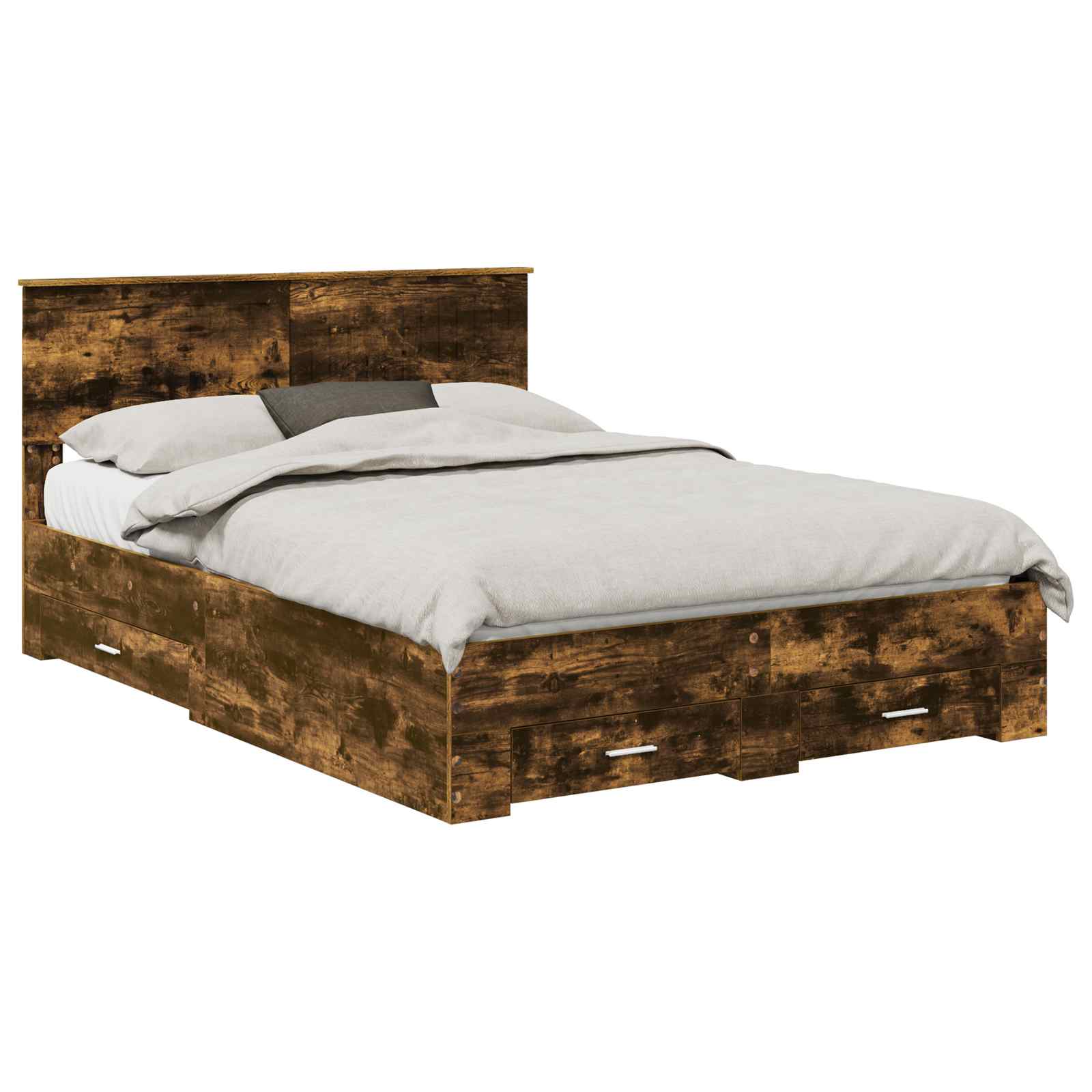 vidaXL Ramka łóżka Dąb wędzony 135 x 190 cm Materiał drewnopochodny