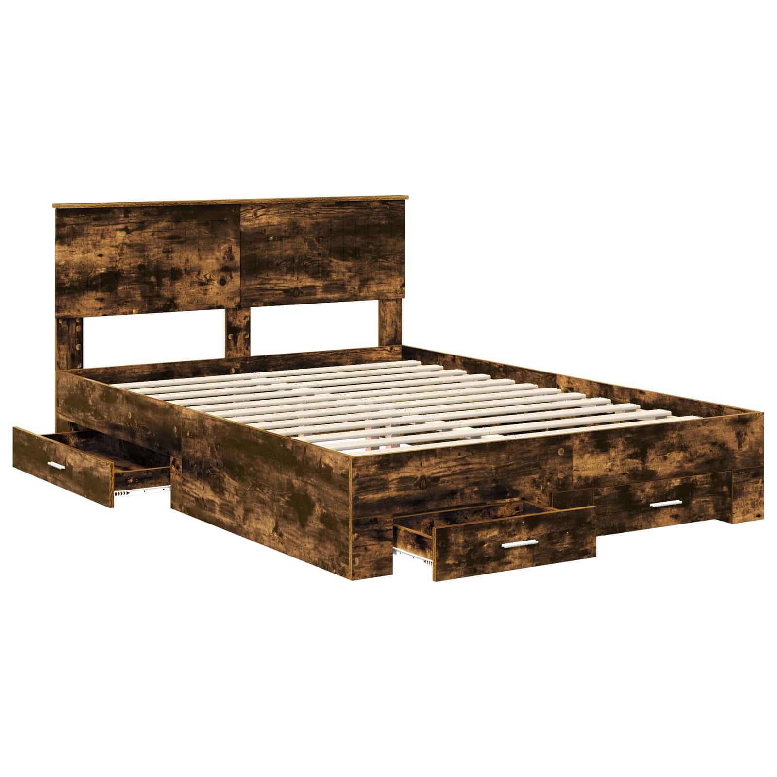 vidaXL Ramka łóżka Dąb wędzony 135 x 190 cm Materiał drewnopochodny