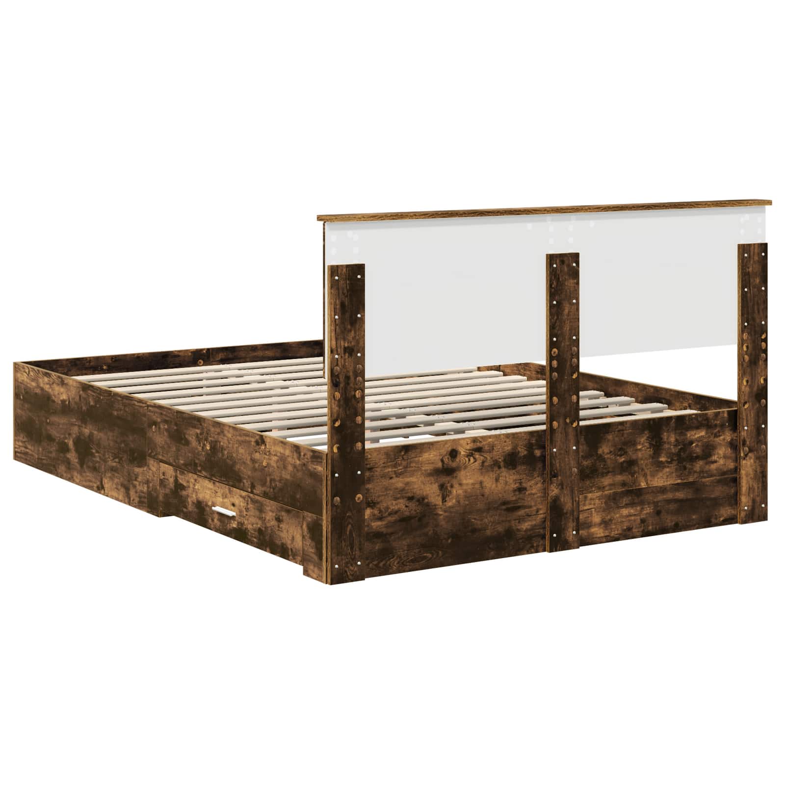 vidaXL Ramka łóżka Dąb wędzony 135 x 190 cm Materiał drewnopochodny