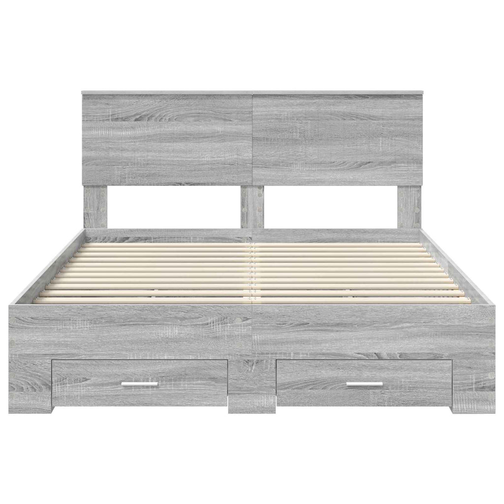 vidaXL Ramka łóżka Szary Sonoma 135 x 190 cm Materiał drewnopochodny