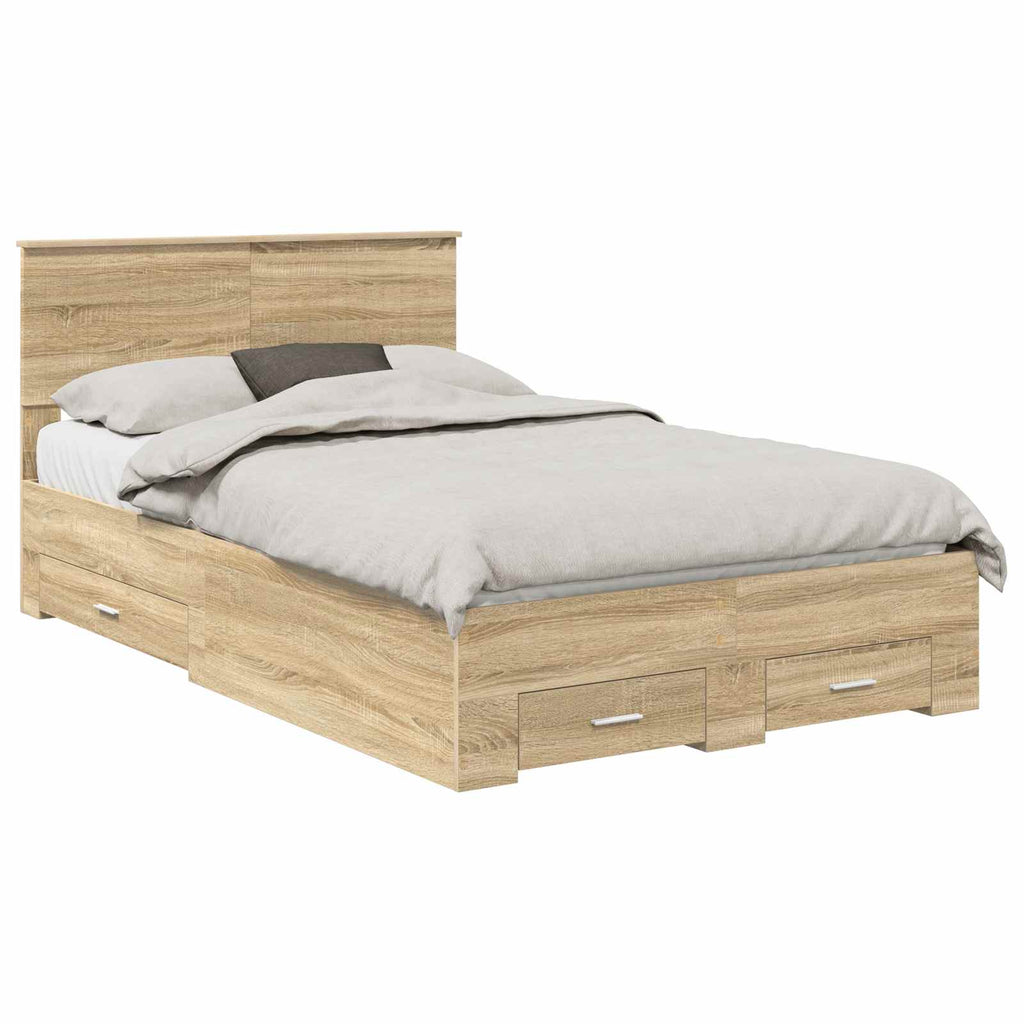 vidaXL Ramka łóżka Dąb Sonoma 120 x 200 cm Materiał drewnopochodny
