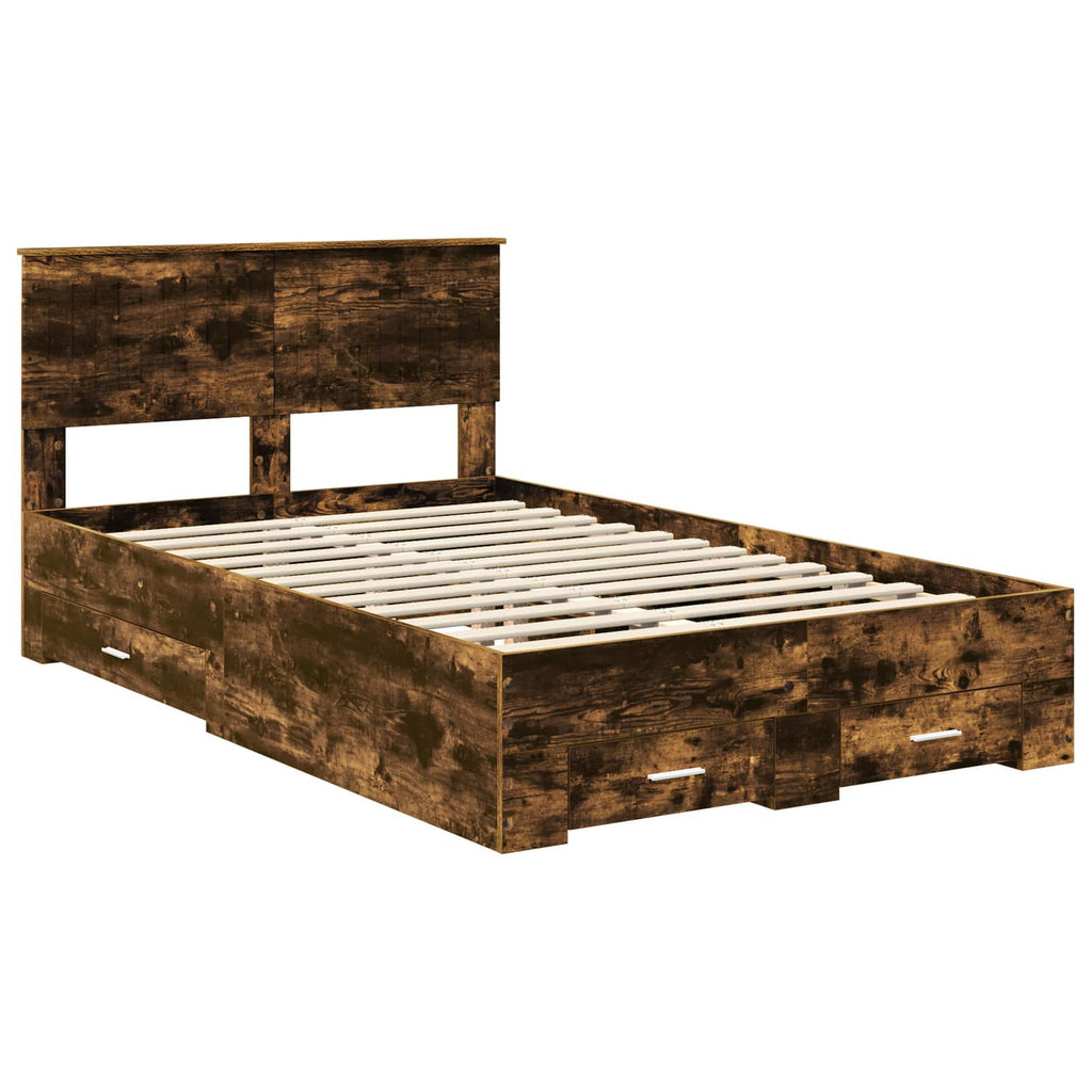 vidaXL Ramka łóżka Dąb wędzony 120 x 200 cm Materiał drewnopochodny