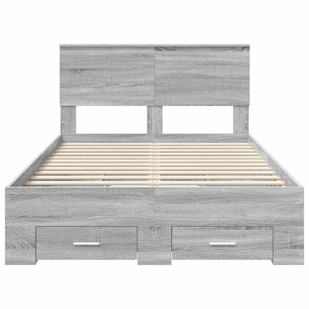 vidaXL Ramka łóżka Szary Sonoma 120 x 200 cm Materiał drewnopochodny