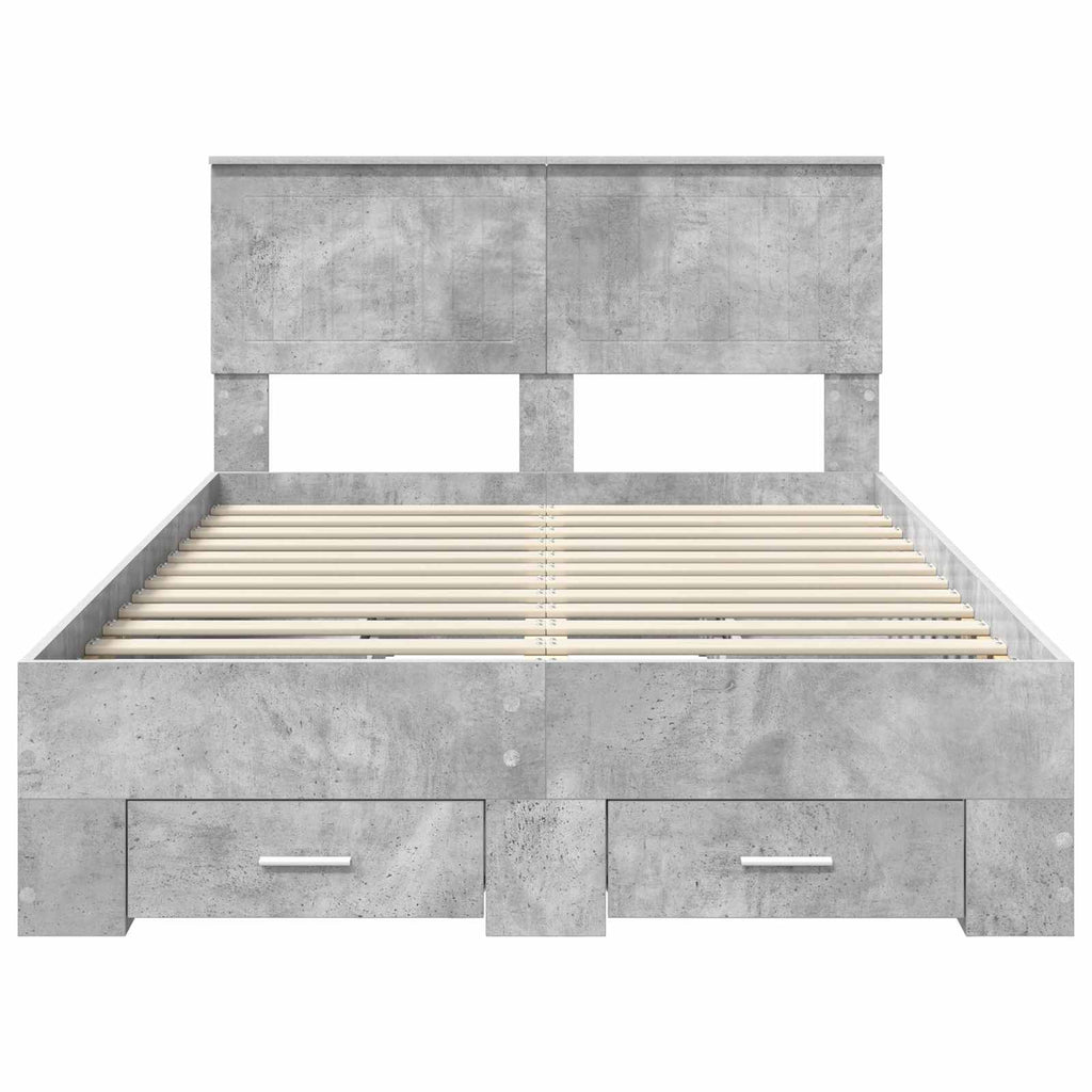 vidaXL Ramka łóżka Betonowy szary 120 x 190 cm Materiał drewnopochodny