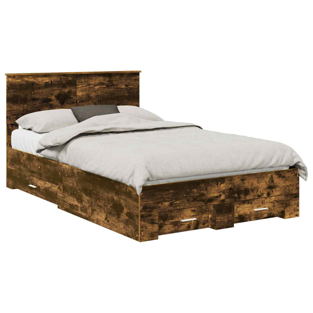 vidaXL Ramka łóżka Dąb wędzony 120 x 190 cm Materiał drewnopochodny