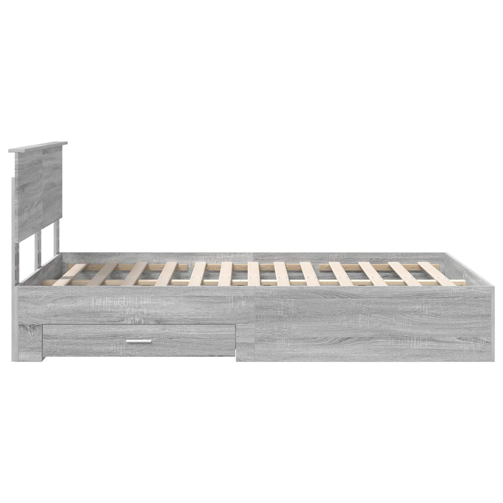 vidaXL Ramka łóżka Szary Sonoma 120 x 190 cm Materiał drewnopochodny
