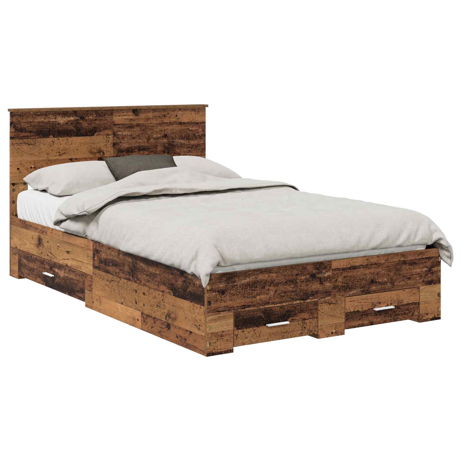 vidaXL Ramka łóżka Stare drewno 120 x 190 cm Materiał drewnopochodny