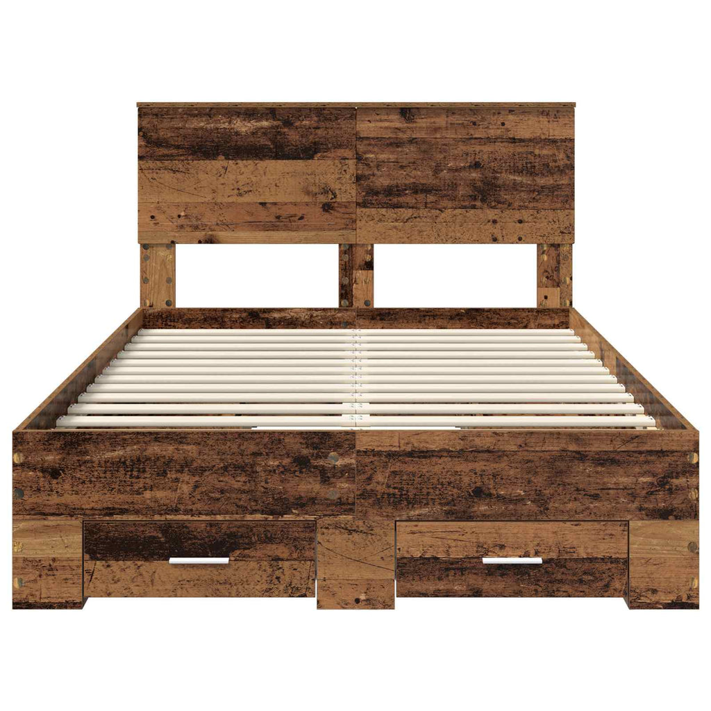 vidaXL Ramka łóżka Stare drewno 120 x 190 cm Materiał drewnopochodny