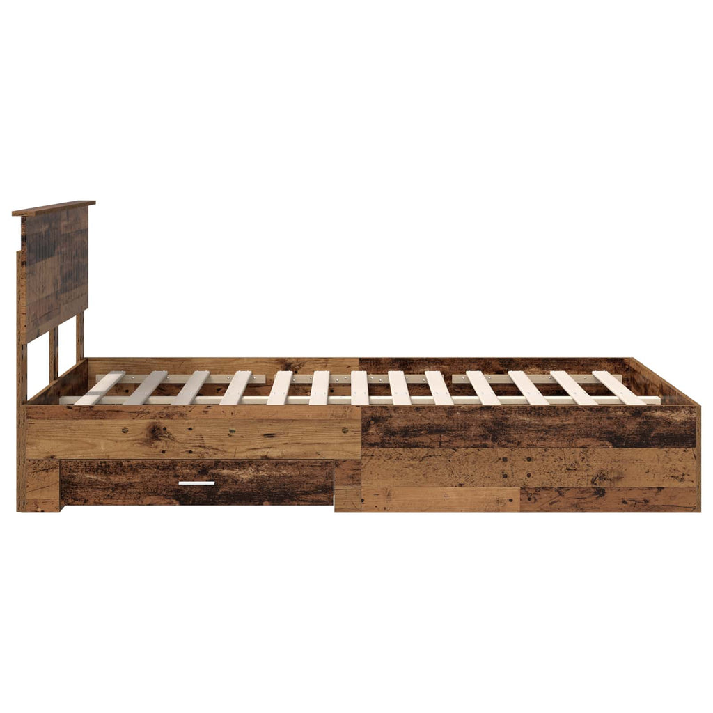 vidaXL Ramka łóżka Stare drewno 120 x 190 cm Materiał drewnopochodny