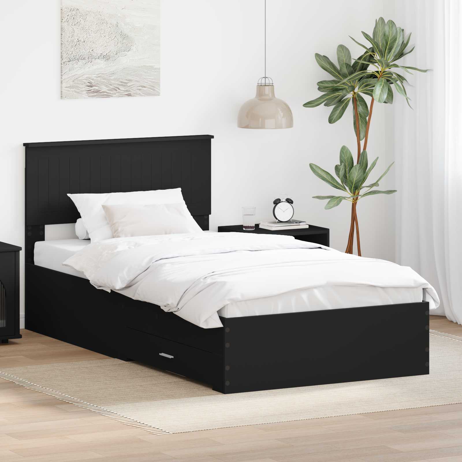 vidaXL Ramka łóżka Z zagłówkiem Czarny i Srebrny 100 x 200 cm