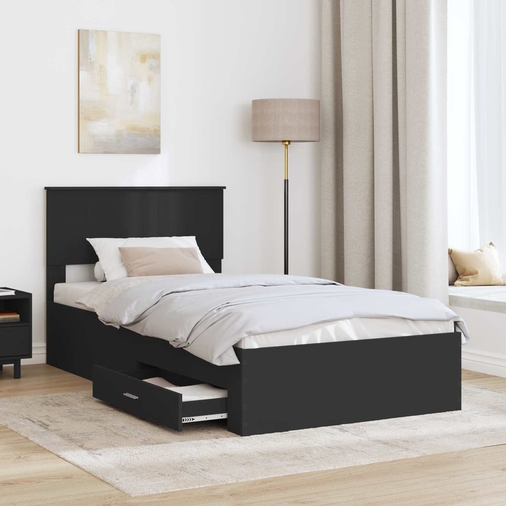 vidaXL Ramka łóżka Z zagłówkiem Czarny i Srebrny 100 x 200 cm