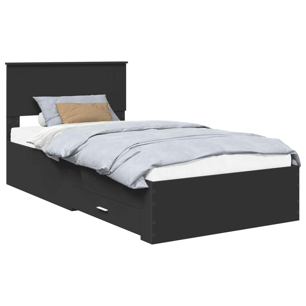 vidaXL Ramka łóżka Z zagłówkiem Czarny i Srebrny 100 x 200 cm