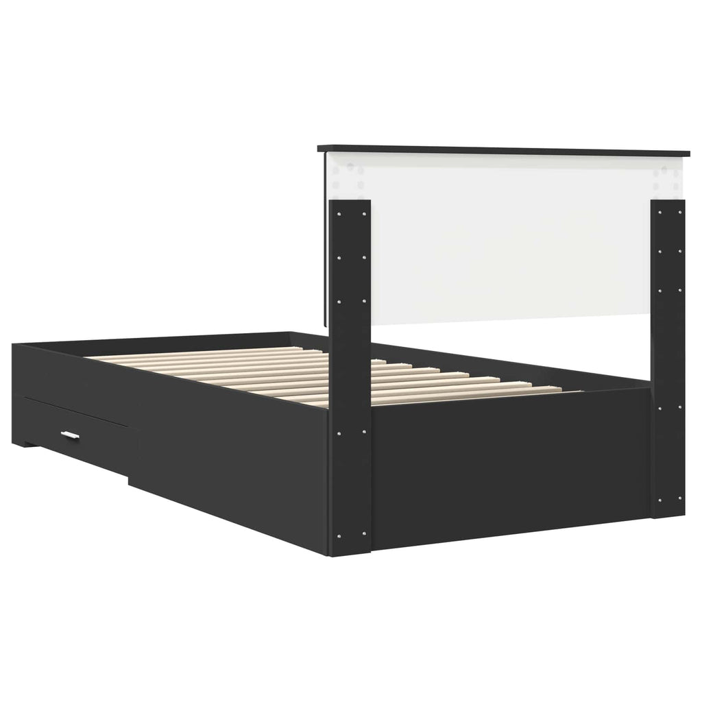 vidaXL Ramka łóżka Z zagłówkiem Czarny i Srebrny 100 x 200 cm