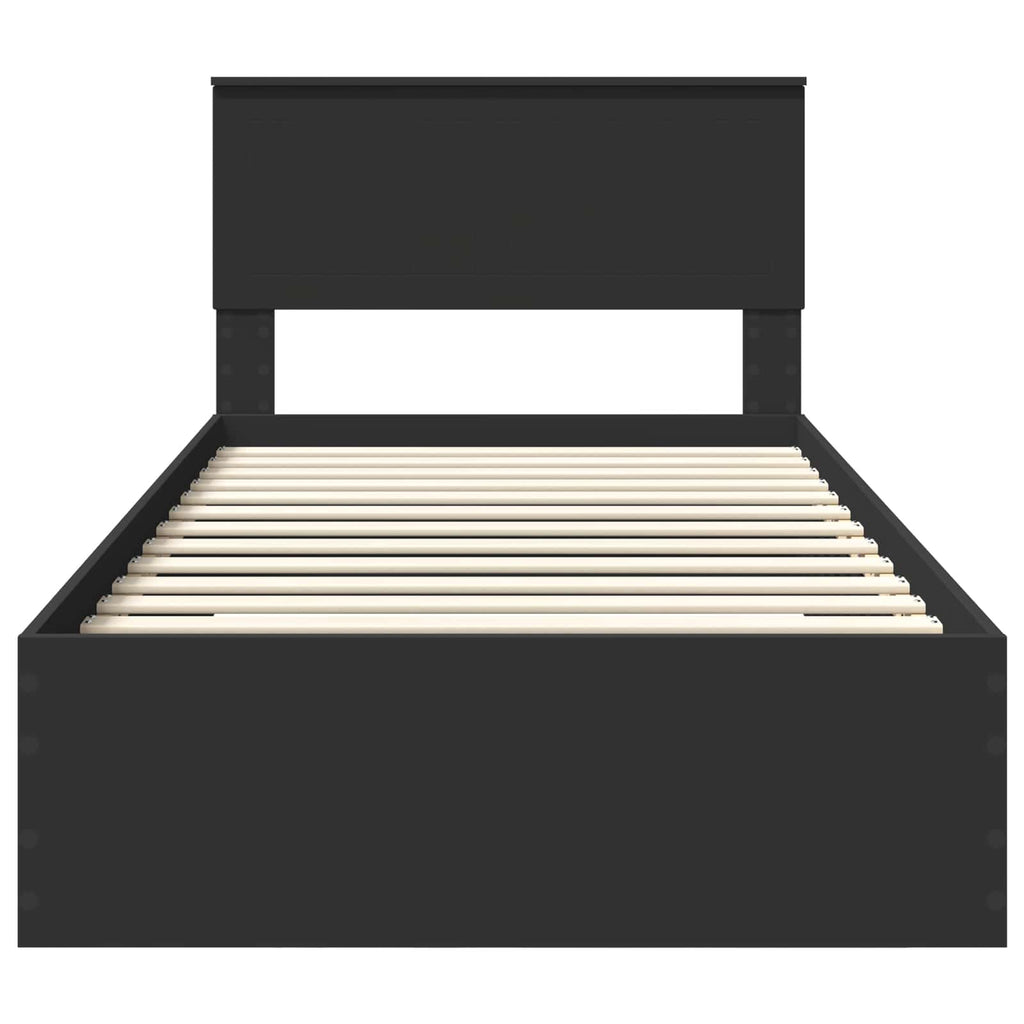 vidaXL Ramka łóżka Z zagłówkiem Czarny i Srebrny 100 x 200 cm
