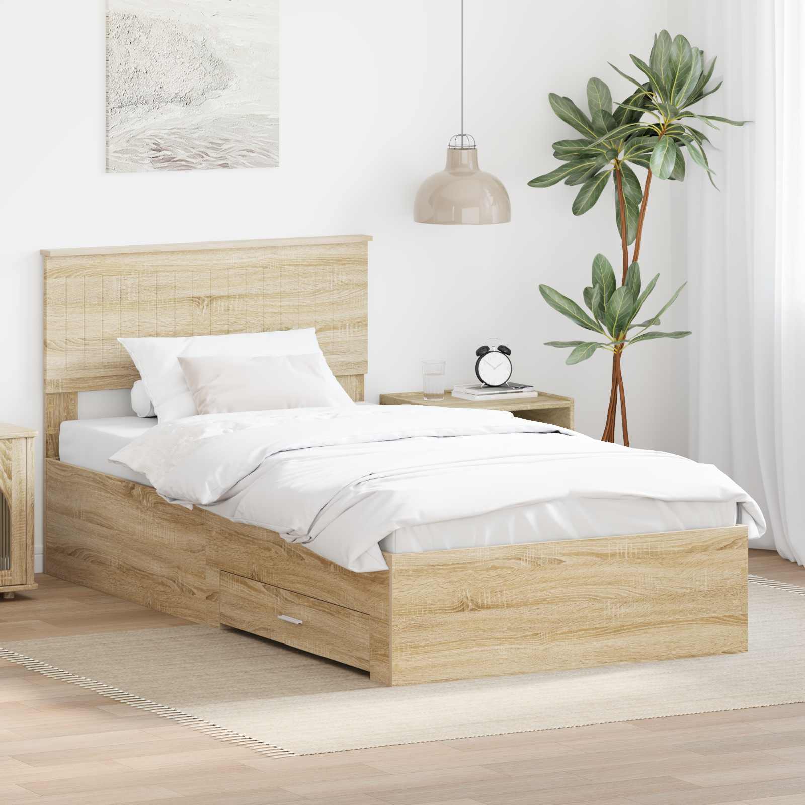 vidaXL Ramka łóżka Dąb Sonoma 100 x 200 cm Materiał drewnopochodny