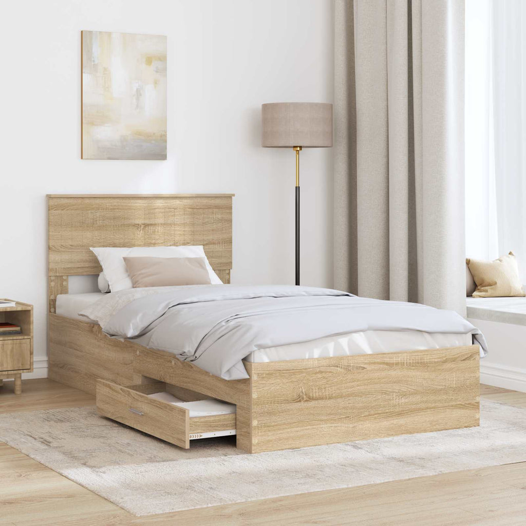 vidaXL Ramka łóżka Dąb Sonoma 100 x 200 cm Materiał drewnopochodny