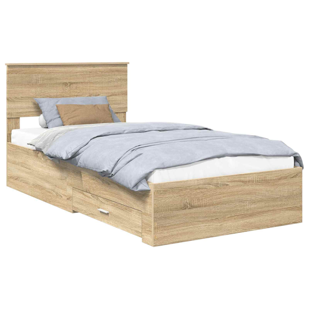 vidaXL Ramka łóżka Dąb Sonoma 100 x 200 cm Materiał drewnopochodny