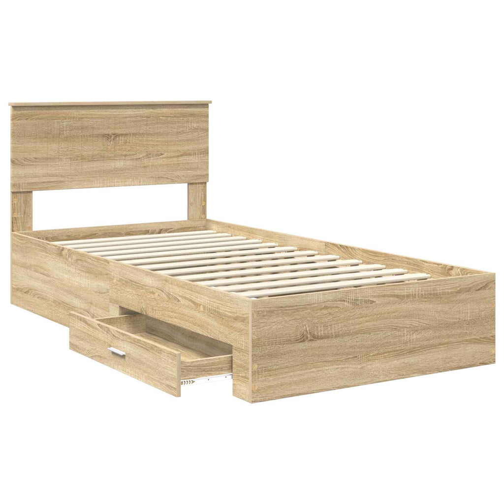 vidaXL Ramka łóżka Dąb Sonoma 100 x 200 cm Materiał drewnopochodny